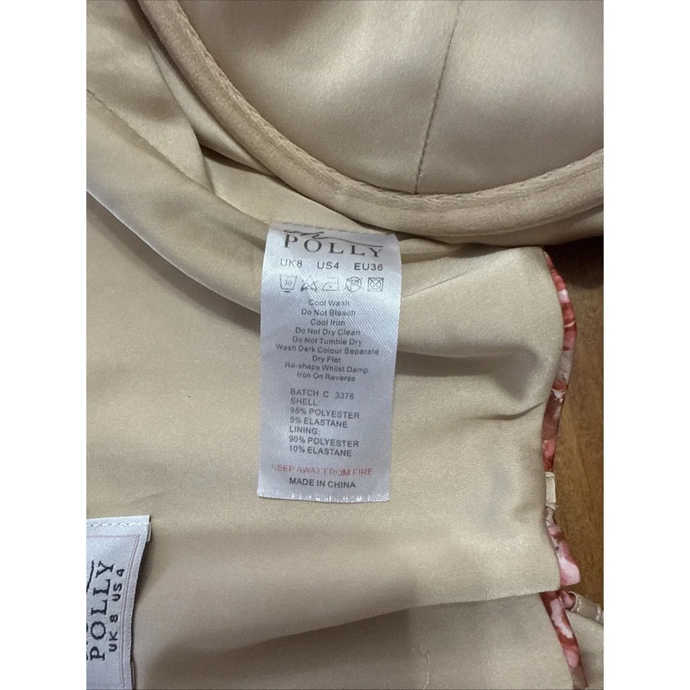 Oh Polly  Cropped Strappy Corset Top Womens Size 2 US Pink Floral - Picture 3 of 7